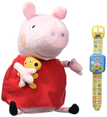 Peppa Pig - Peluche Peppa y su Smartwatch (Bandai 84870)