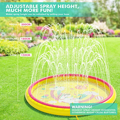 Peradix Splash Pad 170cm Tapete de Agua, PVC Chapoteo Almohadilla Aspersor de Juego,Almohadilla de Aspersión Piscina de Juego de Verano para Niños para Familiares Aire Libre Fiesta Playa Jardín