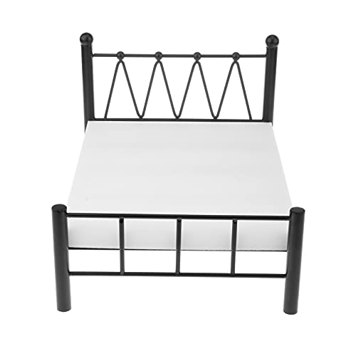 Perfeclan Muebles de muñecas a Escala 1:6 Muebles de casa de muñecas Accesorios de casa de muñecas (Sala de Estar, Muebles de Dormitorio Juguetes) - Cama Doble Negro