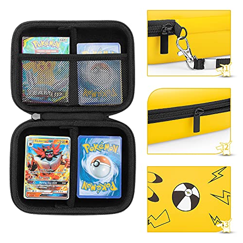 PhD Keisi Estuche para Pokemon Cartas Caja Portátil, Funda Trading Cards Cromos de MTG Magic, Almacenamiento Sostiene Hasta 400+ Tarjetas Hard-Shell Bolsa(Pikachu Volleyball)