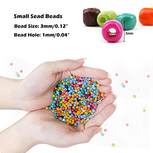 PHOGARY 9000 Piezas de Perlas de Vidrio, Perlas espaciadoras de Pony pequeño, 3 mm Redondo para Manualidades (15 Colores)