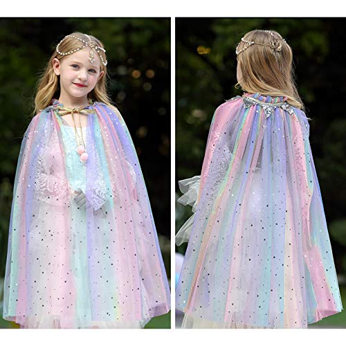 PHOGARY Vistoso Capa Princesa Niña Disfraz Princesa Vestido, Disfraces Halloween Navidad Carnaval Cosplay Cumpleaños Fiesta Princesa Disfraces Capa para Niños