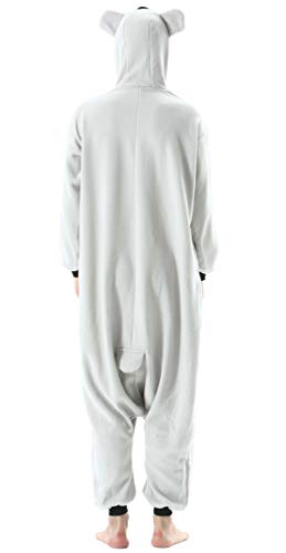 Pijama Animal Entero Unisex para Adultos con Capucha Cosplay Pyjamas Ropa de Dormir Kigurumi Traje de Disfraz para Festival de Carnaval Halloween Navidad Gris Koala