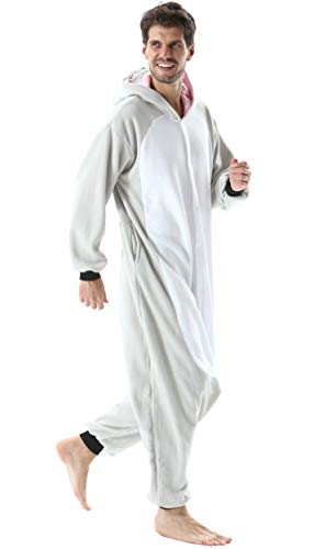 Pijama Animal Entero Unisex para Adultos con Capucha Cosplay Pyjamas Ropa de Dormir Kigurumi Traje de Disfraz para Festival de Carnaval Halloween Navidad Gris Koala