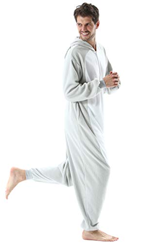 Pijama Animal Entero Unisex para Adultos con Capucha Cosplay Pyjamas Ropa de Dormir Kigurumi Traje de Disfraz para Festival de Carnaval Halloween Navidad Gris Elefante