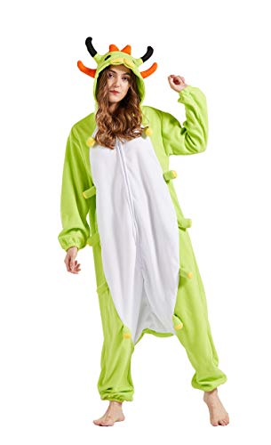 Pijama Animal Entero Unisex para Adultos con Capucha Cosplay Pyjamas Ropa de Dormir Traje de Disfraz para Festival de Carnaval Halloween Navidad Oruga M(156-167CM)