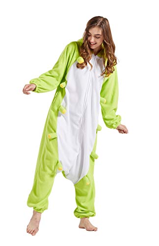 Pijama Animal Entero Unisex para Adultos con Capucha Cosplay Pyjamas Ropa de Dormir Traje de Disfraz para Festival de Carnaval Halloween Navidad Oruga M(156-167CM)