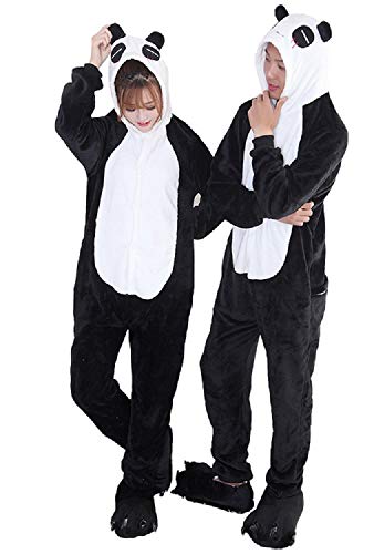 Pijama completo de animales unisex para adultos, disfraz de carnaval, Halloween, pijamas Cosplay para mujer y hombre, Panda, L