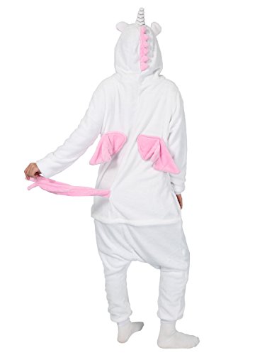 Pijama de unicornio Kigurumi con diseño de animales, unisex, para adultos, cosplay, Halloween, carnaval, disfraz, disfraz para mujer y hombre, Rosa., L