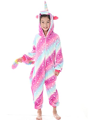 Pijama de unicornio para carnaval, Halloween, mono, animal, cosplay, con capucha, para adultos, Star Unicornio-2 (niño), 120 cm