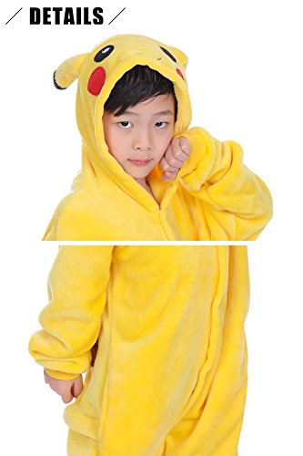 Pijama infantil Kigurumi de YAOMEI, unisex, pijama de franela con capucha para disfraz de Halloween, para Navidades, para fiestas de disfraces o para vestir