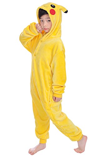 Pijama infantil Kigurumi de YAOMEI, unisex, pijama de franela con capucha para disfraz de Halloween, para Navidades, para fiestas de disfraces o para vestir