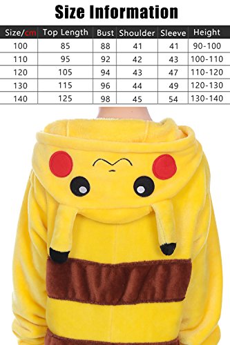 Pijama infantil Kigurumi de YAOMEI, unisex, pijama de franela con capucha para disfraz de Halloween, para Navidades, para fiestas de disfraces o para vestir