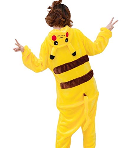 Pijama Kigurumi - Confeccionado en una pieza - Ideal incluso como disfraz de animal para carnaval, Halloween, fiestas cosplay, suave y cómodo de usar Pikachu Small