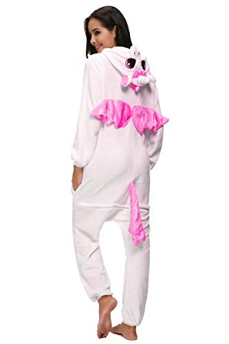 Pijama unicornio Cosplay – Halloween Carnaval Unisex Adulto Disfraz Disfraz Animales Capucha Franela 1-rose Foncé L (165/ 175 cm)