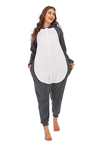 Pijamas Animales Mujer Disfraces de Cosplay para Adultos Pijama Lobo Enteros-G, S