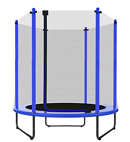 PILIN Trampolín de 1,4 m de diámetro x 1,7 m de Alto para Uso en Interiores y Exteriores con Red de Seguridad, Gran Regalo para niños en cumpleaños, Aniversario de Navidad (Azul)