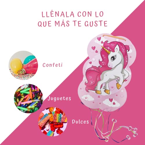 Piñata De Cumpleaños Grande De Unicornio Para Rellenar | Juguete De Aniversario, Accesorio De Fiesta Infantil Y Regalo De Comunión Para Niños Y Niñas