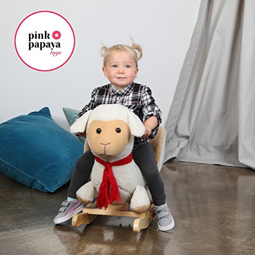 Pink Papaya - Animal Columpio Lotta, Caballo Balancín para Niños y Bebés con Soporte para la Espalda y Brazos