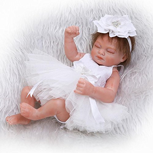 Pinky Reborn Muñecas 10 Pulgadas 28cm Reborn Baby Doll Soft Simulatable Mini Baby Girl Doll Realista Lovely Bebe Reborn Dolls Juguetes para niños pequeños (White)