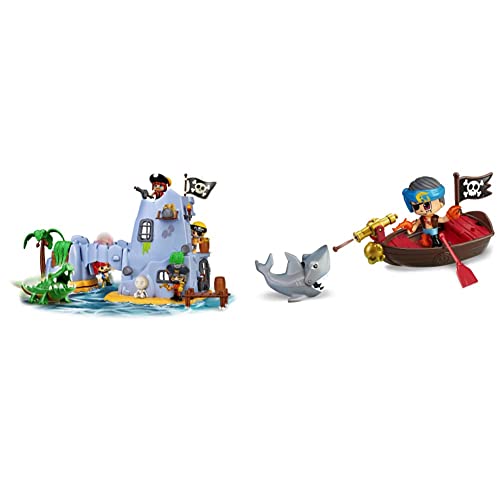 Pinypon Action- Isla Pirata del Capitán Caimán con 2 Figuras, niñas a Partir de 4 a 8 años (Famosa 700015637) + Bote Pirata con 2 Figuras para niños y niñas a Partir de 4 a 8 años, (Famosa 700015587)