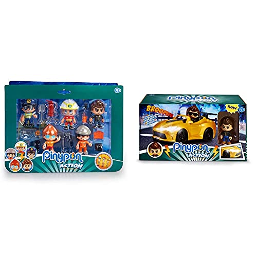 Pinypon Action Set De 5 Figuras Series 2 con Accesorios para Niños Y Niñas De 4 A 8 Años + Súper Coche con La Figura De Un Espía Y Accesorios, para Niños Y Niñas De 4 A 8 Años