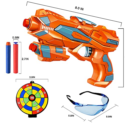 Pistola de Dardos para Juego de Pstola Nerf, Arma de Juguete con 40 Flechlas de Espuma, Gafas de Seguridad + Mascarilla, Infantil Juego de Disparos con Bala, Regalo para Niño Niña a Partir de 6 Nños