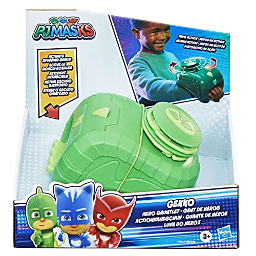 PJ Masks Hero Guantelete Preescolar, Disfraz Juguete de Vestir con Escudo Giratorio Gekko para niños a Partir de 3 años (Hasbro F21455X1)