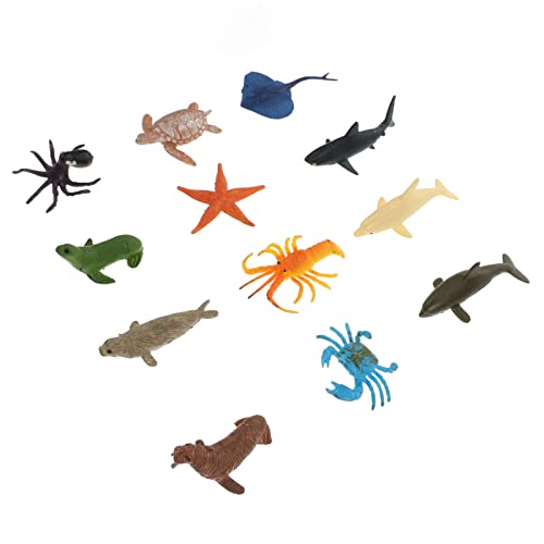 Plástico Ocean Mar Animals Figurines: Dolphin Sea Lion Shark Seasttar Figurines 12 Unids Vida Marítima Marina Sea Criatura Juguetes Fauna Silvestre Juguetes Bolsa de Fiesta