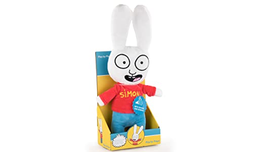 Play by Play Simón - Peluche Conejo Simón y Gaspar con Sonido en Español - Calidad Super Soft (35CM, Simón Clásico)