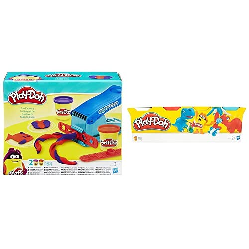 Play Doh Fábrica Loca (Hasbro B5554Eu5) + B6510 Pack 4 Botes (Hasbro B5517) , Color/Modelo Surtido