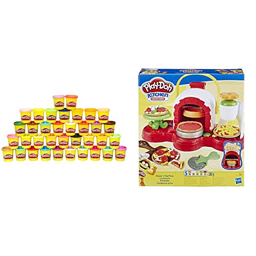 Play-Doh Mega Pack De 36, Botes (Hasbro 36834F03) Cocina De Pizza, Multicolor, Talla Única Hasbro E4576Eu4 , Color/Modelo Surtido