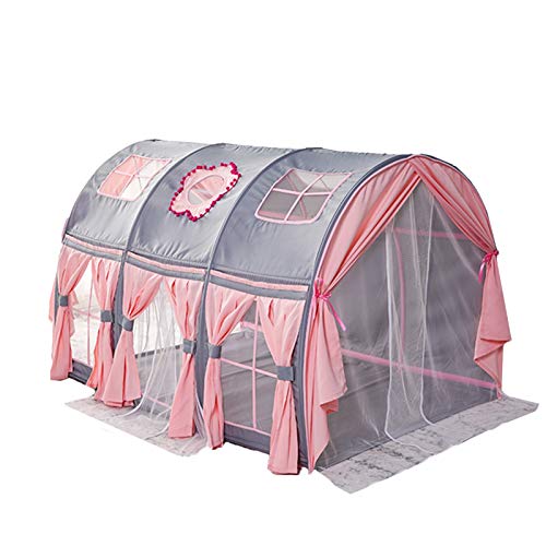 Play House Cama con Dosel Dream Kids Play Tents, Playhouse Privacy Space Niños Niñas Carpa de Cama con Cortinas Portátiles para Niños Pequeños, Rosa