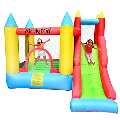 PLAY4FUN AIRMYFUN Castillo Hinchable 2,80m Sunny Jelly - Tobogán-Escalada Inflador, Mochila de Transporte incluidos