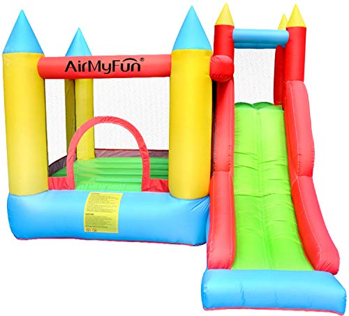 PLAY4FUN AIRMYFUN Castillo Hinchable 2,80m Sunny Jelly - Tobogán-Escalada Inflador, Mochila de Transporte incluidos