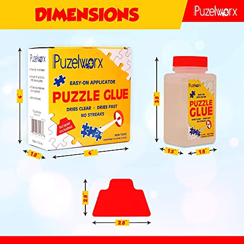 Playkidz Easy-On Applicator Puzzle, Pack of 2 Pegamento Transparente no tóxico para Rompecabezas de 1000 Piezas, 124 ml Cada Botella (Total 248 ml), PuzzleWorx-Glue