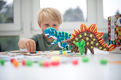 PlayMais Fun TO Play Dinosaur Juego de construcción para niños y niñas de 3 años+ | Kit de Manualidades con 500 Piezas de Colores, Instrucciones y 4 Dinosaurios | Creatividad y notricidad