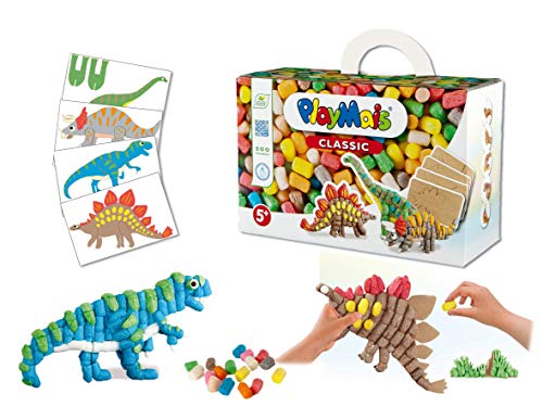 PlayMais Fun TO Play Dinosaur Juego de construcción para niños y niñas de 3 años+ | Kit de Manualidades con 500 Piezas de Colores, Instrucciones y 4 Dinosaurios | Creatividad y notricidad