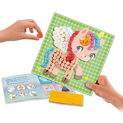 PlayMais Mosaic Dream Unicornio Kit de Manualidades para niñas y niños a Partir de 3 años | 2300 Piezas y 6 Plantillas de Mosaico con Unicornios | estimula la Creatividad y Las Habilidades motoras