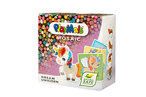 PlayMais Mosaic Dream Unicornio Kit de Manualidades para niñas y niños a Partir de 3 años | 2300 Piezas y 6 Plantillas de Mosaico con Unicornios | estimula la Creatividad y Las Habilidades motoras