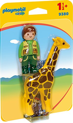 PLAYMOBIL- 1.2.3 Cuidador con Jirafa Juguete, Multicolor (geobra Brandstätter 9380)