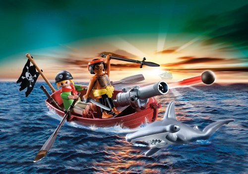 PLAYMOBIL - Bote Pirata con tiburón (5137)