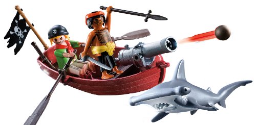 PLAYMOBIL - Bote Pirata con tiburón (5137)