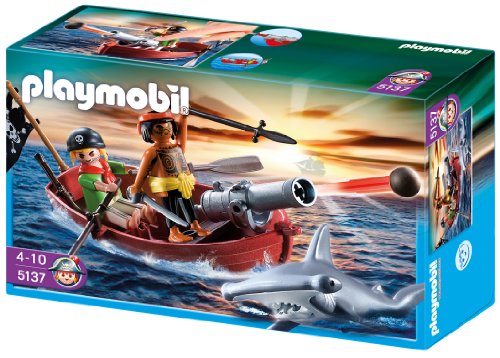 PLAYMOBIL - Bote Pirata con tiburón (5137)