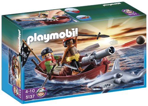 PLAYMOBIL - Bote Pirata con tiburón (5137)