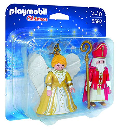 PLAYMOBIL - Christmas San Nicolás y Ángel de Navidad Playsets de Figuras de jugete, Color Multicolor (5592)