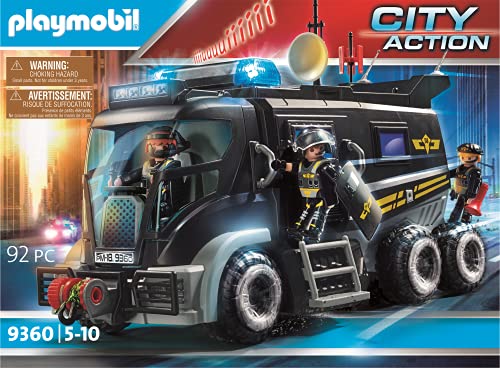 PLAYMOBIL City Action Vehículo con Luz Led Y Módulo De Sonido, A Partir De 5 Años (9360) + Equipo De Las Fuerzas Especiales Juguete, Multicolor, Única (Geobra Brandstätter 9365)