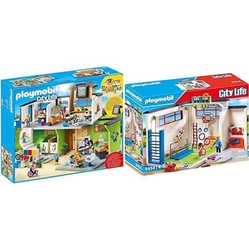 PLAYMOBIL City Life Colegio, a Partir de 5 Años (9453) + City Life Gimnasio, a Partir de 5 Años (9454)