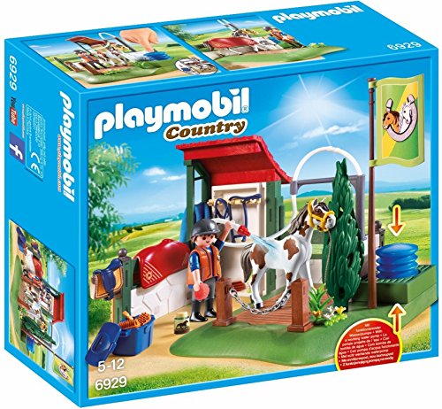 PLAYMOBIL Country 6926 Granja de Caballos, A Partir de 5 años + Country 6929 Set de Limpieza para Caballos, A Partir de 5 años