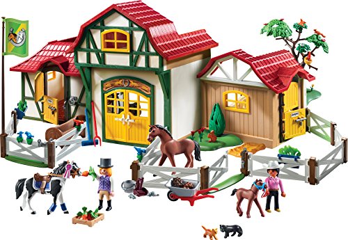 PLAYMOBIL Country 6926 Granja de Caballos, A Partir de 5 años + Country 6929 Set de Limpieza para Caballos, A Partir de 5 años